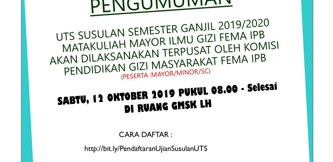 Pengumuman UTS Susulan Ganjil 20192020