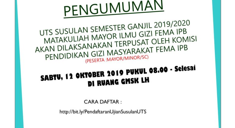 Pengumuman UTS Susulan Ganjil 20192020