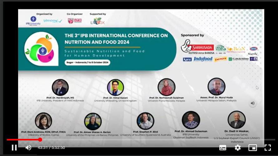 The 3rd IPB International Conference on Nutrition and Food (ICNF 2024) – Sustainable Nutrition and Food for Human Development